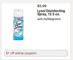 Walgreens Lysol Disinfecting Spray, 12.5 oz offer