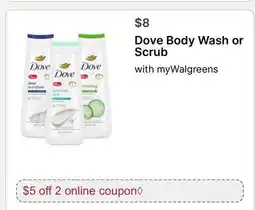 Walgreens Dove Body Wash or Scrub offer