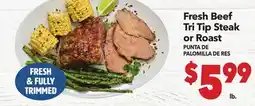 Vallarta Supermarkets Fresh Beef Tri Tip Steak or Roast / PUNTA DE PALOMILLA DE RES offer
