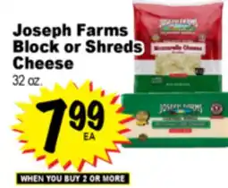Superior Grocers Joseph Farms Block or Shreds Cheese offer