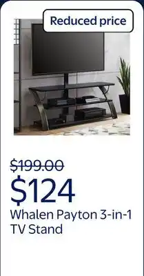 Walmart Whalen Payton 3-in-1 Flat Panel TV Stand for TVs up to 65, Charcoal offer