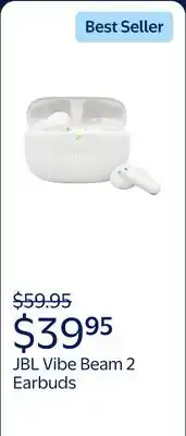 Walmart JBL Vibe Beam 2 - True Wireless Noise Cancelling Earbuds - White offer