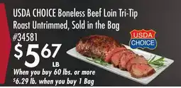 Smart & Final USDA CHOICE Boneless Beef Loin Tri-Tip Roast Untrimmed, Sold in the Bag offer