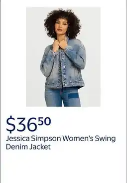 Walmart Jessica Simpson Women's Swing Denim Jacket with Back Pleat offer