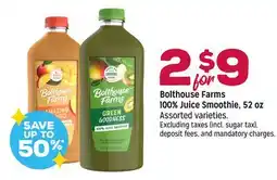 Grocery Outlet Bolthouse Farms 100% Juice Smoothie, 52 oz offer