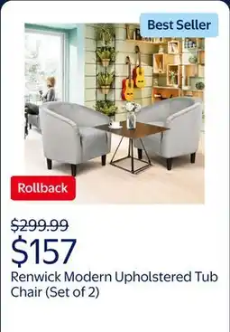 Walmart Renwick Modern Upholstered Tub Chair for Livingroom, Set of 2, Gray Velvet offer