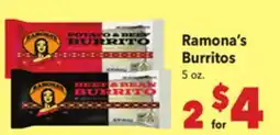 Vallarta Supermarkets Ramona's Burritos offer