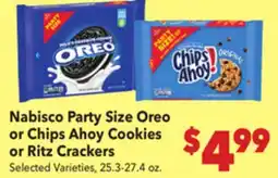 Vallarta Supermarkets Nabisco Party Size Oreo or Chips Ahoy Cookies or Ritz Crackers offer
