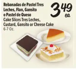 El Super Fresh Cake Slices Tres Leches, Custard, Gansito or Cheese Cake offer