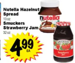 Superior Grocers Nutella Hazelnut Spread 13 oz., Smuckers Strawberry Jam 32 oz offer