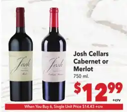 Vallarta Supermarkets Josh Cellars Cabernet or Merlot offer