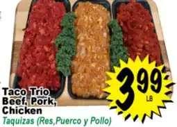 Superior Grocers Taco Trio Beef, Pork, Chicken offer
