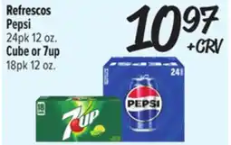 El Super Fresh Pepsi 24pk 12 oz. Cube or 7up 18pk 12 oz offer