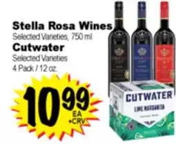 Superior Grocers Stella Rosa Wines, 750 ml or Cutwater, 4 Pack / 12 oz offer