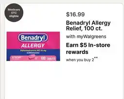Walgreens Benadryl Allergy Relief, 100 ct offer