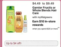 Walgreens Garnier Fructis or Whole Blends Hair Care offer