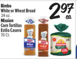El Super Fresh Bimbo White or Wheat Bread 24 oz. Mission Corn Tortillas 70 Ct offer