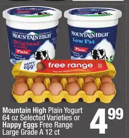 Super King Markets Mountain High Plain Yogurt 64 oz Selected Varieties or Happy Eggs Free Range Large Grade A 12 ct offer