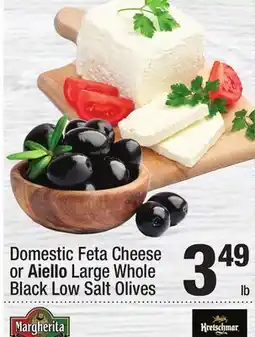 Super King Markets Domestic Feta Cheese or Aiello Large Whole Black Low Salt Olives offer