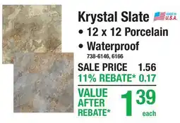 Menards Krystal Slate • 12 x 12 Porcelain • Waterproof offer