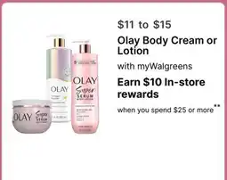 Walgreens Olay Body Cream or Lotion offer