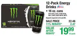 Menards 12-Pack Energy Drinks offer
