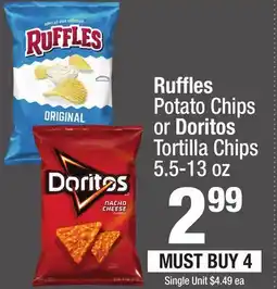 Super King Markets Ruffles Potato Chips or Doritos Tortilla Chips offer