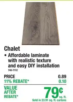 Menards Monroe Chalet, Affordable laminate with realistic texture and easy DIY installation offer