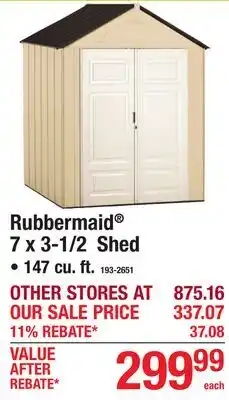 Menards Rubbermaid 7 x 3-1/2 Shed, 147 cu. ft offer