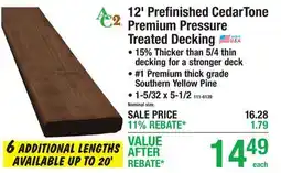 Menards 12' Prefinished CedarTone Premium Pressure Treated Decking offer