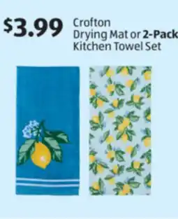 Aldi Crofton Drying Mat or 2-Pack Kitchen Towel Set offer