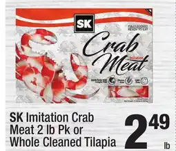 Super King Markets SK Imitation Crab Meat 2 lb Pk or Whole Cleaned Tilapia offer