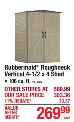 Menards Rubbermaid Roughneck Vertical 4-1/2 x 4 Shed offer