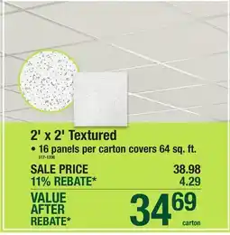 Menards 2' x 2' Textured 16 panels per carton covers 64 sq. ft offer