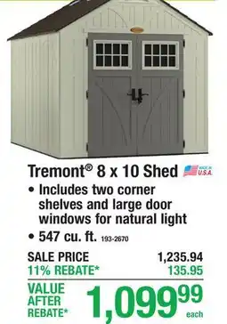 Menards Tremont 8 x 10 Shed offer