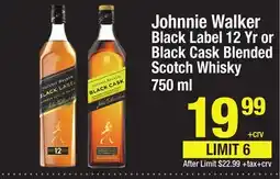 Super King Markets Johnnie Walker Black Label 12 Yr or Black Cask Blended Scotch Whisky offer