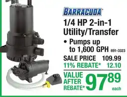 Menards 1/4 HP 2-in-1 Utility/Transfer offer