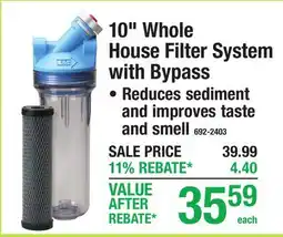 Menards 10 Whole House Filter System with Bypass offer