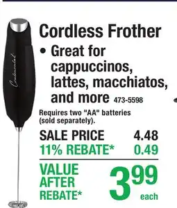Menards Cordless Frother offer