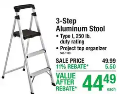 Menards 3-Step Aliminum Stool, Type 1, 250 lb. Duty Rating, Project top Organizer offer