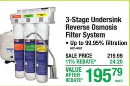 Menards 3-Stage Undersink Reverse Osmosis Filter System offer