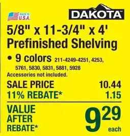 Menards 5/8 x 11-3/4 x 4' Prefinished Shelving offer