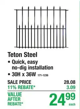Menards Teton Steel Metal Fence Panel offer