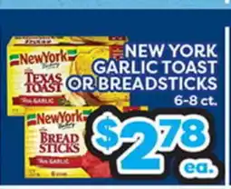 Torres Supermercado NEW YORK GARLIC TOAST OR BREADSTICKS offer