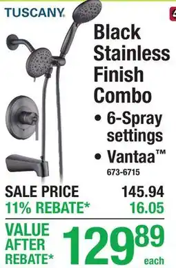 Menards BATHTUB & SHOWER FAUCETS Black Stainless Finish Combo offer