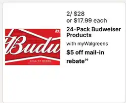 Walgreens 24-Pack Budweiser Products offer