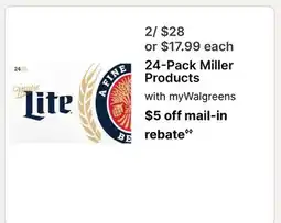 Walgreens 24-Pack Miller Products offer