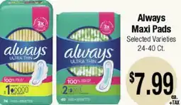 Big Saver Foods Always Maxi Pads offer