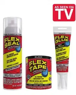Ace Hardware Flex Seal , Flex Tape , Flex Glue , or Flex Paste Rubberized Sealants offer