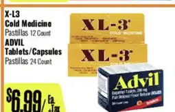 R Ranch Markets X-L3 Cold Medicine Pastillas 12 Count, ADVIL Tablets/Capsules Pastillas 24 Count offer
